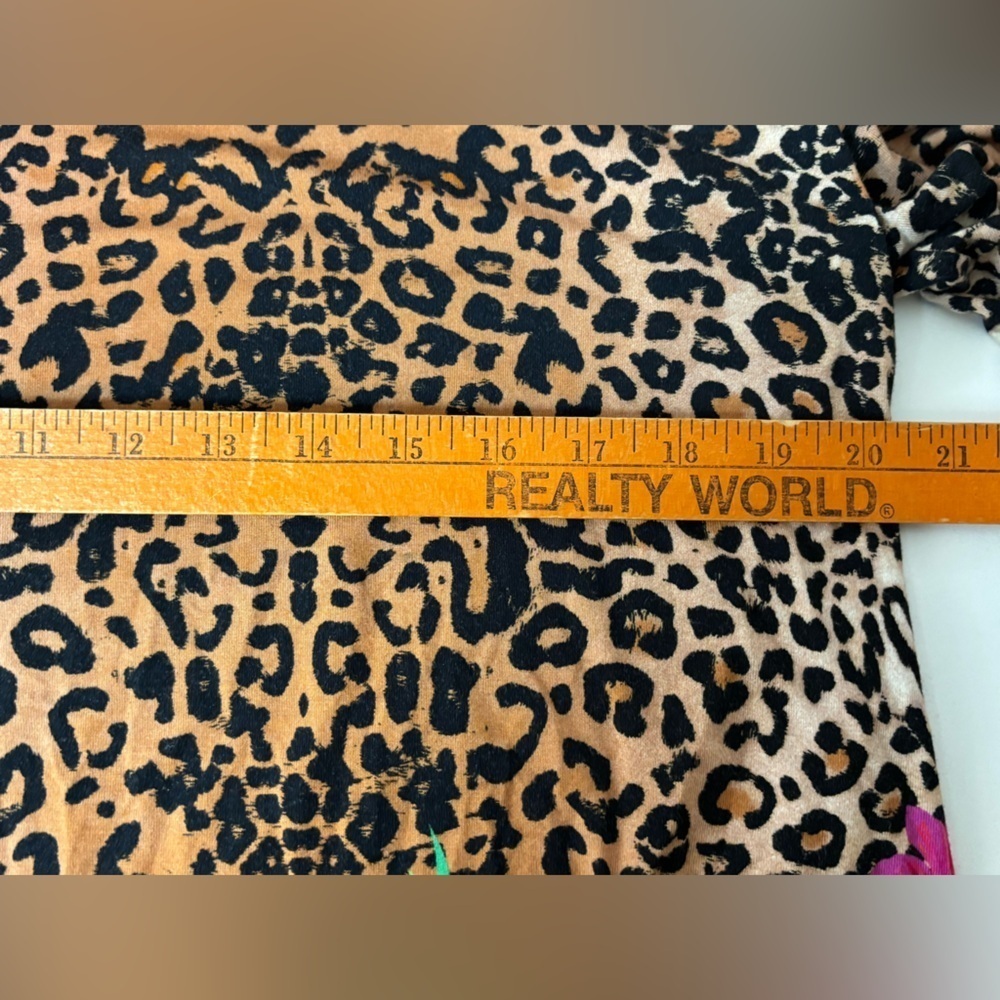 Johnny Was Leopard Print Floral Hem Women's Top - Picture 8 of 10